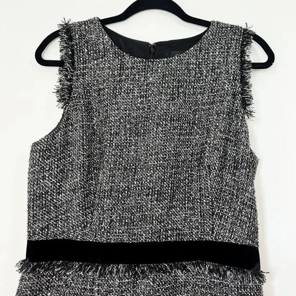 J. Crew Sparkling Constellation Sheath Dress Black Metallic Tweed Sz 12T Tall - Picture 3 of 13